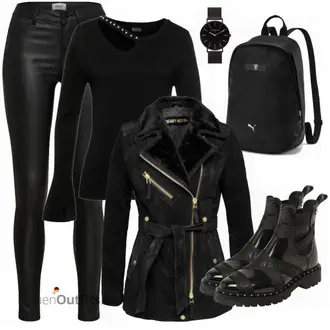 Vegan Outfit mit Schwarz Chelsea Boot/Vintage Stiefelette/Sommerstiefelette/Flache Stiefelette/Lederjacke/Leder Stiefelette/Biker Boot LEMON JELLY "InBlack"
