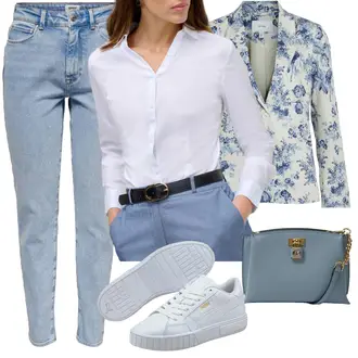 Kombinacije od trapera sa Bijela Odijelo Vila "Jesenski outfiti"