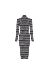 Dress - METALLIC HIGH-NK DRESS LS white/black