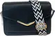THL Design - Kleine Dames Schoudertas - Klein Tasje - Klepssluiting - Bag Strap - Tassenriem zwart / wit - Zwart