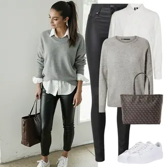 tenues avec Noir/Blanc Legging en Vinyle/Pantalon Moulant/Legging Taille Haute/Pantalon en Cuir/Legging Aspect Cuir/Pantalon en Simili Cuir/Legging en cuir/Jeans avec Fente/Jean Push-up/Jeans Thermiques/Jean Taille Haute/Jean Motard Only "Tenue de printemps"