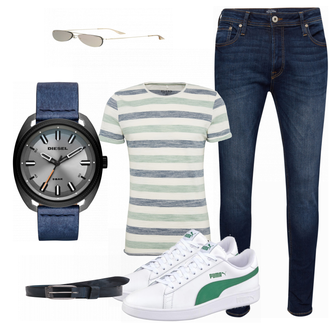 Outfit mit Weiß Sneaker/Leder Sneaker Puma "Sidestep"