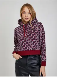Blue-Red Womens Patterned Cropped Hoodie Tommy Hilfi - Women