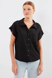 20256 Cuffed Double Short Sleeve Shirt - Black