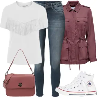 Button Down Outfit mit Rot/Rosa/Lila Mantel/Bluse Mit Knopf/Bluse Oberteil/Crash­bluse/Longbluse/Langarmbluse/Einfarbige Bluse/Sportliche Bluse/Schluppenbluse/Tuniken-Shirt/Blusenjacke/Cargojacke/Militärjacke/Shirtjacke/Frühlingsjacke/Sommerjacke/Uniformjacke/Bluse Große Größe/Bluse und Tunika Tunika Only "Outfit für den Frühling"