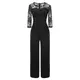 Ansenesna Jumpsuit Festlich Hochzeit Damen Lang Weites Bein Elegant Overall Frauen Spitze Ärmel Hosenanzug (Schwarz, M)