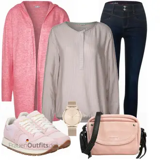Outfit mit Rosa/Beige/Blau/Grau Sneaker Saucony "Buntes Herbst Outfit"