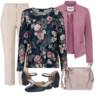 Anzug Outfits mit Orange/Rosa/Braun/Blau/Rot Longshirt/Blusenoberteil/Hemdoberteil/Print Shirt/Partytop/Shirt/Carmenshirt/Klassische Länge/Casual Top/Langarm-Shirt Paola "Herbstlicher Look"