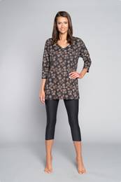 Pinnia women's pyjamas, 3/4 sleeve, 3/4 leg - print/graphite