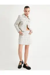 Mini Tweed Shorts Skirt Double Breasted Slim Fit