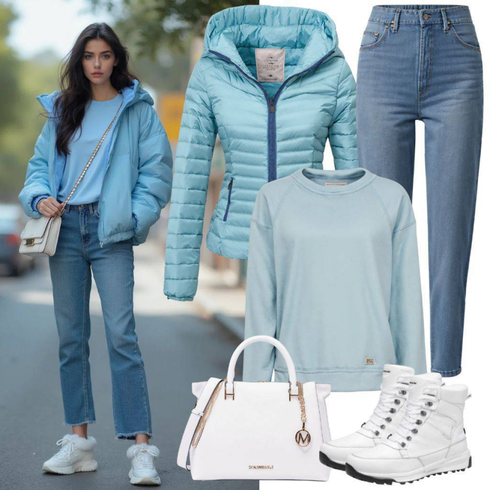 Hellblau/Blau Hoodie Lederjacke/Sport Sweatshirt/Women's Fleece Sweatshirts Lascana kombinieren