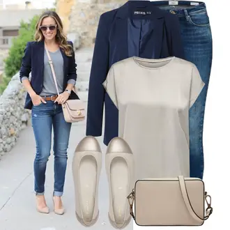Outfit sa Bež/Siva/Smeđa/Kaki Tunika/Bluza Veći Broj/Majica I Top Veći Broj Only "Moderni outfit za proljeće"