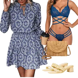 Zweiteilige Outfit mit Dunkelblau/Blau Dessous-Set Aus Spitze Avidlove "Party outfit"