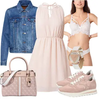 Outfit mit Rosa A-Linien Kleid/Kleid Für Konfirmation/Neckholder Kleid/Ärmelloses Kleid/Sommerkleid About You "Perfekt für den Sommer"
