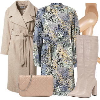 Outfit mit Langarm EtuiKleid/Langärmliges WinterKleid/HemdKleid/BlusenKleid/Bedrucktes Kleid/Tunika Kleid SOAKED IN LUXURY "Business Look für Damen"