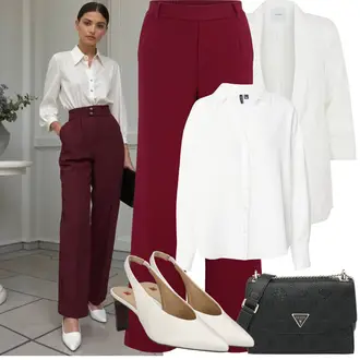Outfit sa Bijela/Krem Bodija Bluze/Bluza s zakrpom na laktu/Poslovna Bluza/Bluza Dugih Rukava/Bluza s Podignutim Ovratnikom/Oversize Bluza/Slip-on Bluza/Oversize Mušlinova Bluzica/Bluza s gumbom/Crash bluza/Bluza koja se ne pegla VERO MODA "Proljetni Outfit"