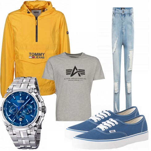 Grau T-Shirt Alpha Industries kombinieren