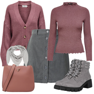 tenues avec Gris/Gris clair Châle/Écharpe/Loop Foulard/Bandana About You "Tenue d'automne"