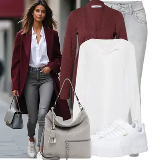 Festival Outfit Herbst mit Rot/Dunkelrot/Bordeaux Baumwoll Strickjacke/Strickjacke Gefüttert/Lange Strickjacken/Stehkragen-Strickjacke/Winter Strickjacke/Wolle Strickjacke Only "Stilvoller Look für den Frühling"