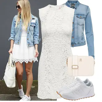 Outfit sa Siva/Smeđa/Bijela/Krem Haljina Veći Broj Only "Moderna kombinacija za slobodno vrijeme"