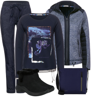 Outfit mit Schwarz Stiefel Skechers "Cooles Winter Outfit"