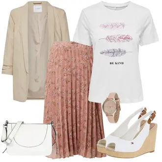 Outfit mit Rosa/Beige/Blau Uhr Lacoste "Perfektes Büro Outfit"