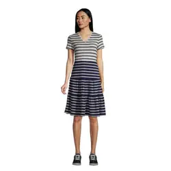 Jerseykleid mit Stufenrock, Damen, Gre:S regular, Wei, Baumwolle Modal, by Lands'''' End