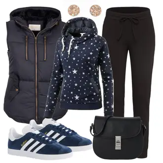Gazelle Outfit mit Grau Sneaker Adidas Originals "Sterne"