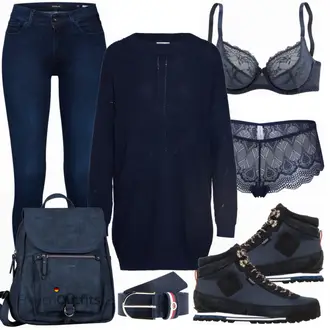 Outfit mit Dunkelblau/Blau Boxershort-Set/Brazilian-slip/Klassischer Slip/Slip/Transparenter Slip/Unterteil/Panty/Ouvert Slip/Boxershort Samsøe Samsøe "Replay Jeans"