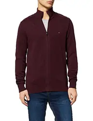 Tommy Hilfiger Herren PIMA Cotton Cashmere Zip Through Strickjacke, Burgunderrot, Medium