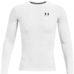 Under Armour HeatGear Armour Comp LS Herren enganliegendes Funktions, Langarmshirt,White / Black, M