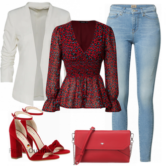 Outfit mit Blau/Hellblau/Braun Lederjacke/High Waist Jeans/Jeans mit Schlitz/Push up Jeans/Schlupfjeans/Leder Schuhe/Herren Lederjacke Only "Büro Outfit"