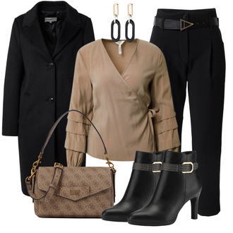 Outfit mit Schwarz Stiefelette/Plateau Halbschuh/Plateauschuh Tamaris "Elegantes Winter Outfit"
