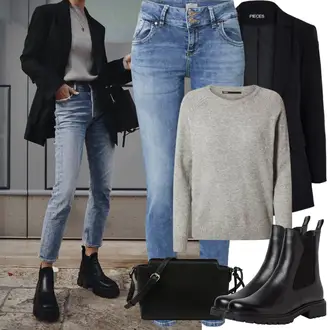 Outfit sa Crna Kožna Jakna Tamaris "Proljetni Outfit"