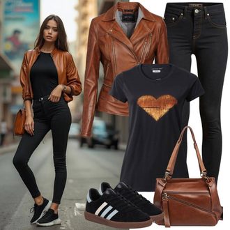 Outfit sa Crna Tanka tenisica/Kožna tenisica/Tenisice s patentnim zatvaračem sa strane/Niska Tenisica/Ljetna tenisica/cipela na vezanje/neformalna cipela Guess "Stilski Izgled"