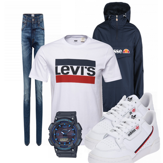 Outfit mit Grau Sneaker Adidas Originals "LEVIS"