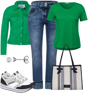 Outfit mit Grün Jeansjacke CECIL "Cooler Look Für Den Frühling"