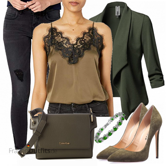 spitze Party Outfit mit Dunkelgrün Eleganter Schuh/Bequemer Pump/High Heel/Hochfrontpump CASTAMERE "Casual Business Outfit"Look: Hochzeit, Party, Gala, Theater, 30 Geburtstag, 18 Geburtstag, Valentinstag, Besondere Anlässe, Pop Konzert, Geburtstag