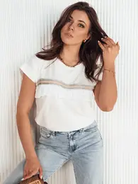T-shirt damski boho LOSANT ecru