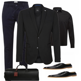 Business Outfits mit Schwarz Anzug S.Oliver Black Label "Buro Outfit"