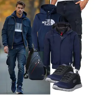 Outfit mit Dunkelblau Innenfutter Jacke/Übergangsjacke/Jacke mit Seitlichem Reißverschluss/Trachtenstrickjacke/Outdoorjacke/Winterjacke/Segeljacke/2in1 Jacke/Kapuzenjacke Höhenhorn "Freizeit Outfit"