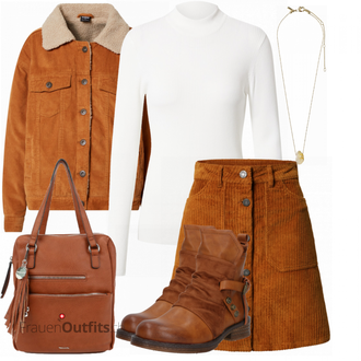 Outfit mit Rot Stiefel Rieker "Herbstlicher Look"