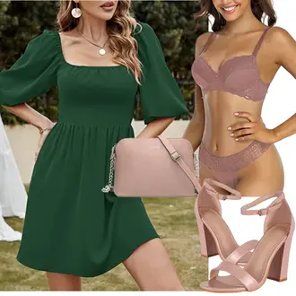 High Heels Outfit mit Rosa/Gold/Lila Sandalette/Sandalen Mit Absatz/Sandalen Mit Blockabsatz Elara "Perfekt für den Sommer"