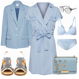 Outfit mit Hellblau/Blau Kleid Große Größe/Tunika Noisy may "House Party Look"