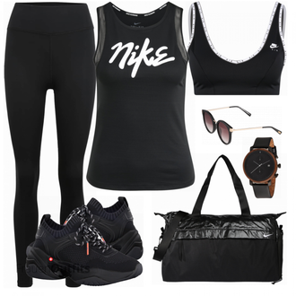 Sport Outfits mit Blau Nike, Blau Tasche Nike, Blau Strumpfhose Nike, Blau Top Nike "Sportliche Kleidung"