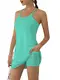 KuaCua Damen Trainingskleid, ärmellos, integriert mit BH und Shorts, Taschen Tennis Sportkleider für Golf Sportbekleidung