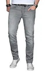 A. Salvarini Designer Herren Jeans Hose Basic Stretch Jeanshose Regular Slim [AS029 - Hellgrau - W34 L34]