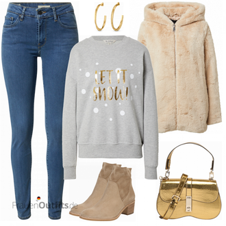 Outfit mit Braun Leder Stiefelette/Klassische Stiefelette Paul Green "Let It Snow Freizeitoutfit"
