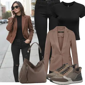 Business Outfits Sportlich mit Grau Tamaris "Perfektes Büro Outfit"Look: Metallic, Safari, Leger, Sportlich, Smart Casual, Unisex, Elegant, Trendige, Casual