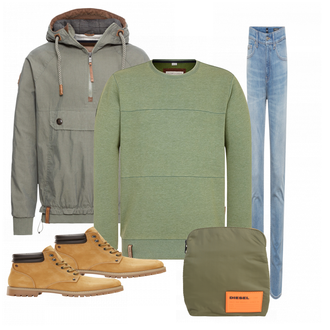 Outfit mit Braun Stiefel Jack & Jones "Naketano"
